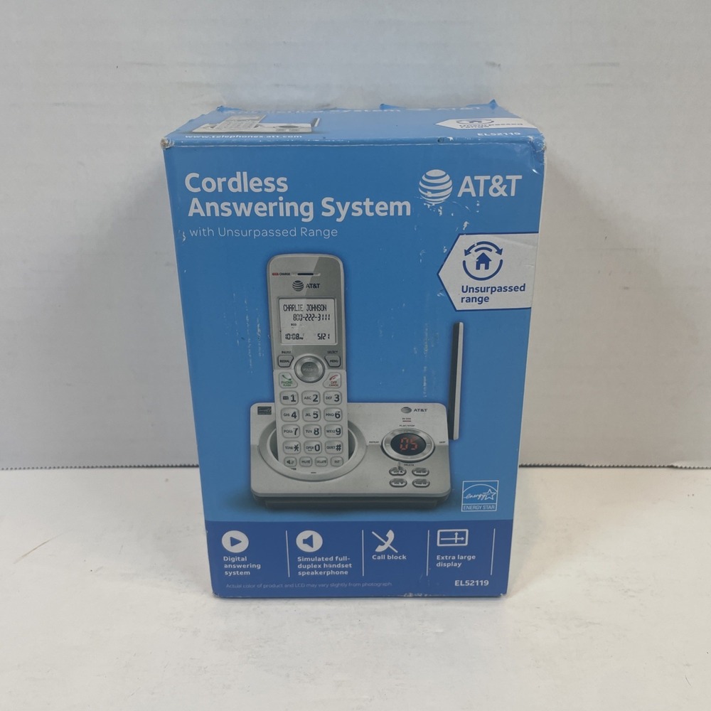 AT&T Cordless Answering System Silver EL52119 Digital Call Block New